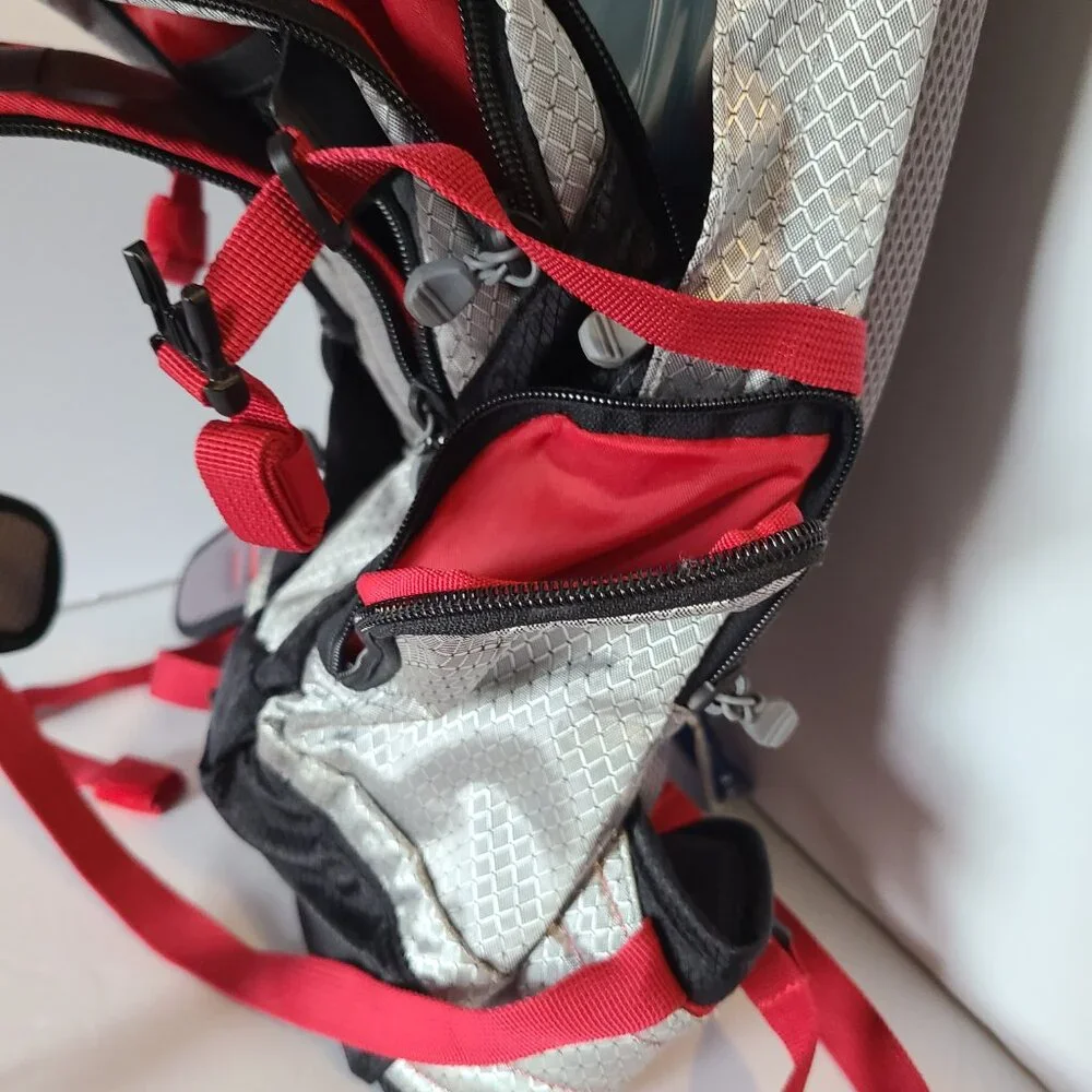 OGIO ATLAS 100 HYDRATION BACKPACK-100 OZ/ 3L BLADDER- CHROME-BLACK/RED ACCENTS